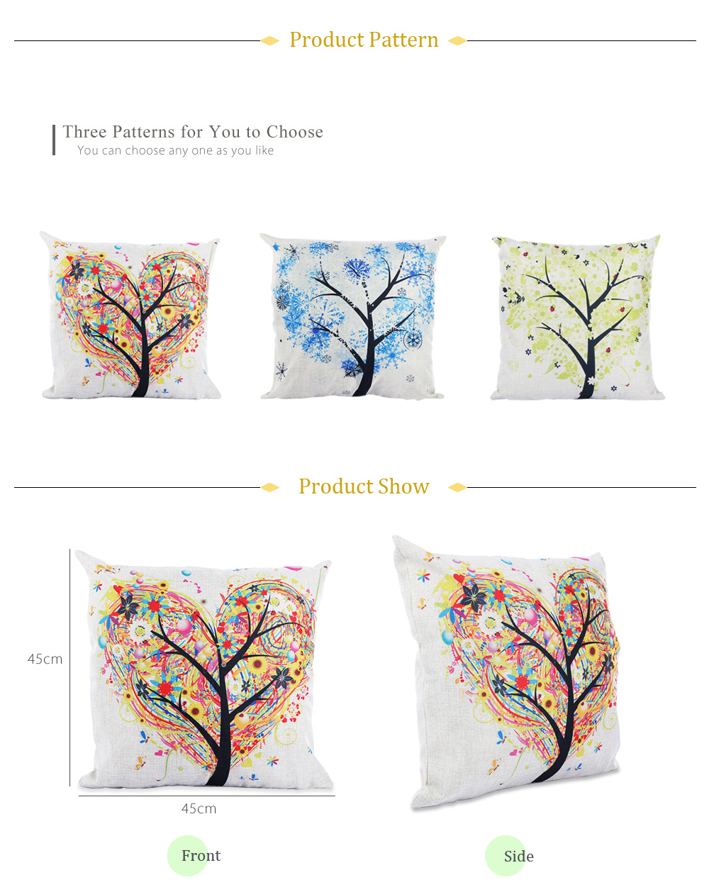 45 x 45CM Season Life Tree Cushion Cover Cotton Linen Pillow Case Home Decor 45 x 45CM Season Life Tree Cushion Cover Cotton Linen Pillow Case Home Decor