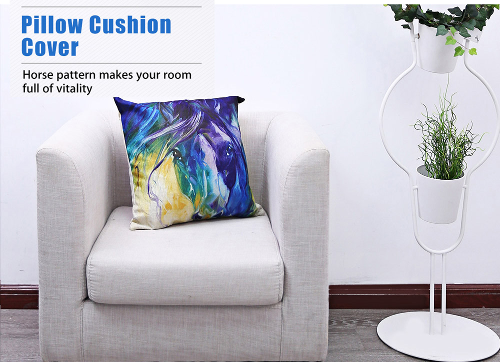 45 x 45CM Horse Pattern Cushion Cover Cotton Linen Pillow Case Home Decor 45 x 45CM Horse Pattern Cushion Cover Cotton Linen Pillow Case Home Decor