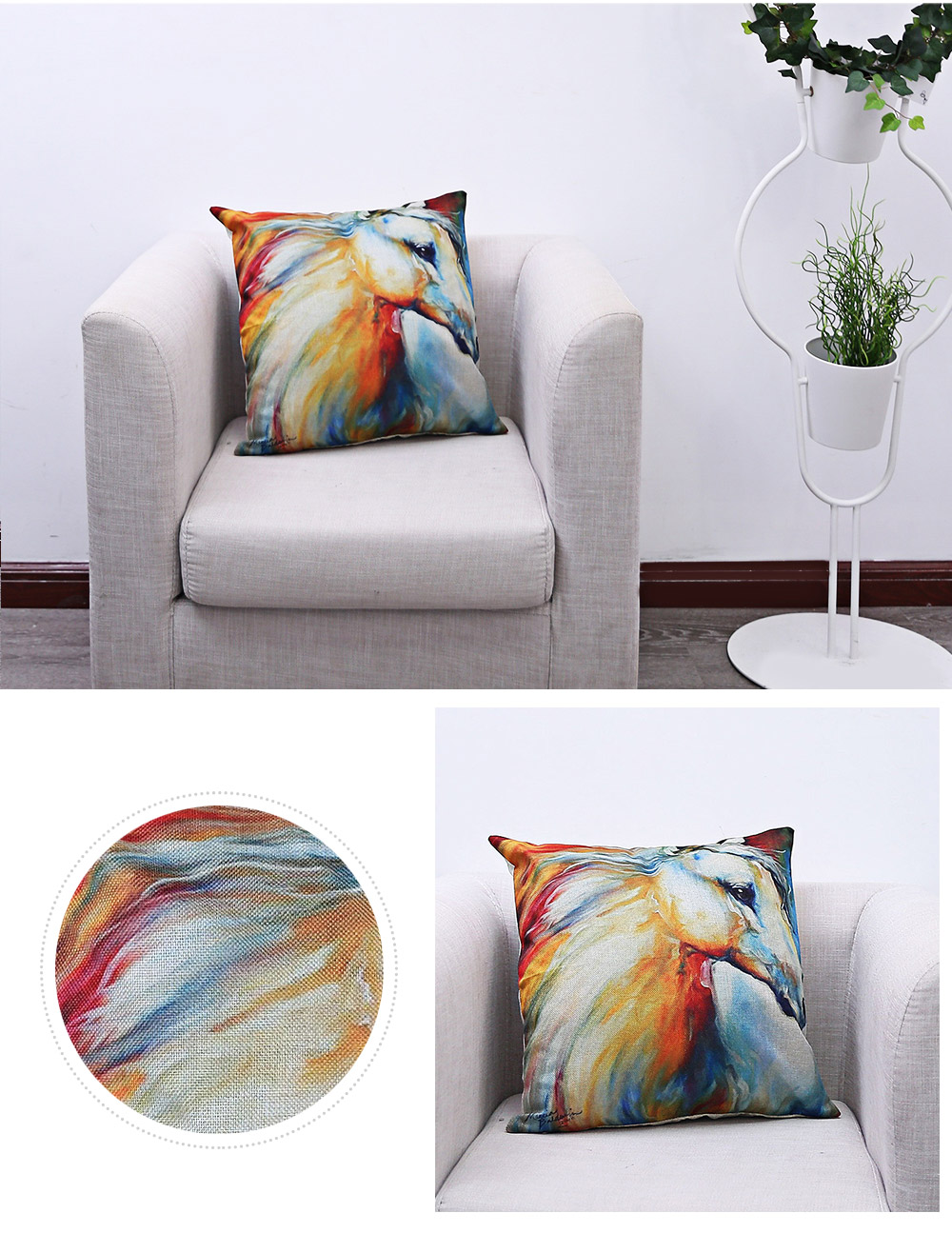 45 x 45CM Horse Pattern Cushion Cover Cotton Linen Pillow Case Home Decor 45 x 45CM Horse Pattern Cushion Cover Cotton Linen Pillow Case Home Decor