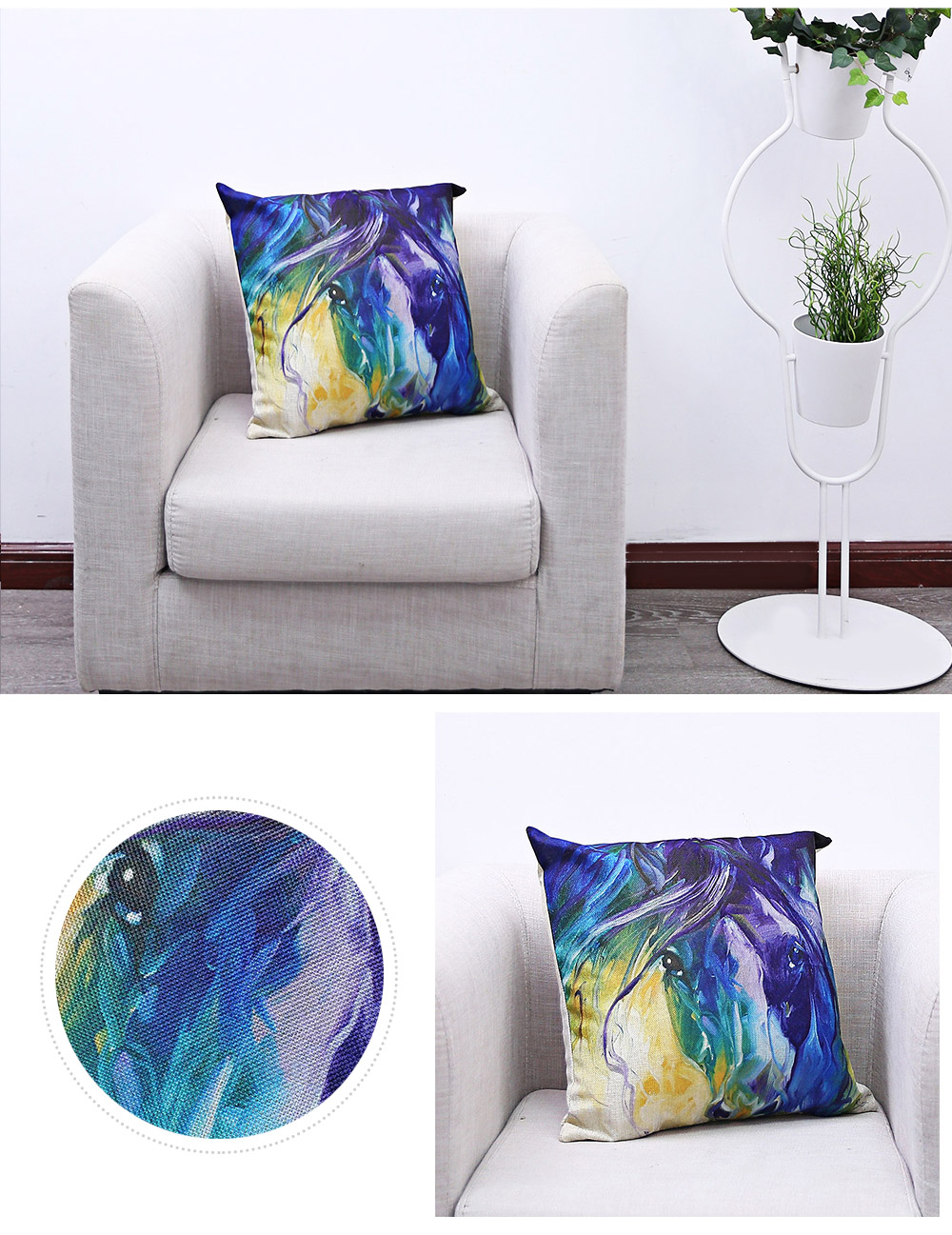 45 x 45CM Horse Pattern Cushion Cover Cotton Linen Pillow Case Home Decor 45 x 45CM Horse Pattern Cushion Cover Cotton Linen Pillow Case Home Decor