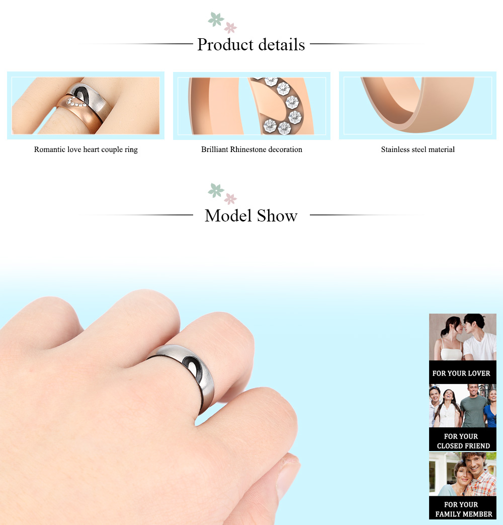 Romantic Valentine Gift Love Heart Shape Geometric Round Pattern Stainless Steel Couple Bridal Ring Romantic Valentine Gift Love Heart Shape Geometric Round Pattern Stainless Steel Couple Bridal Ring