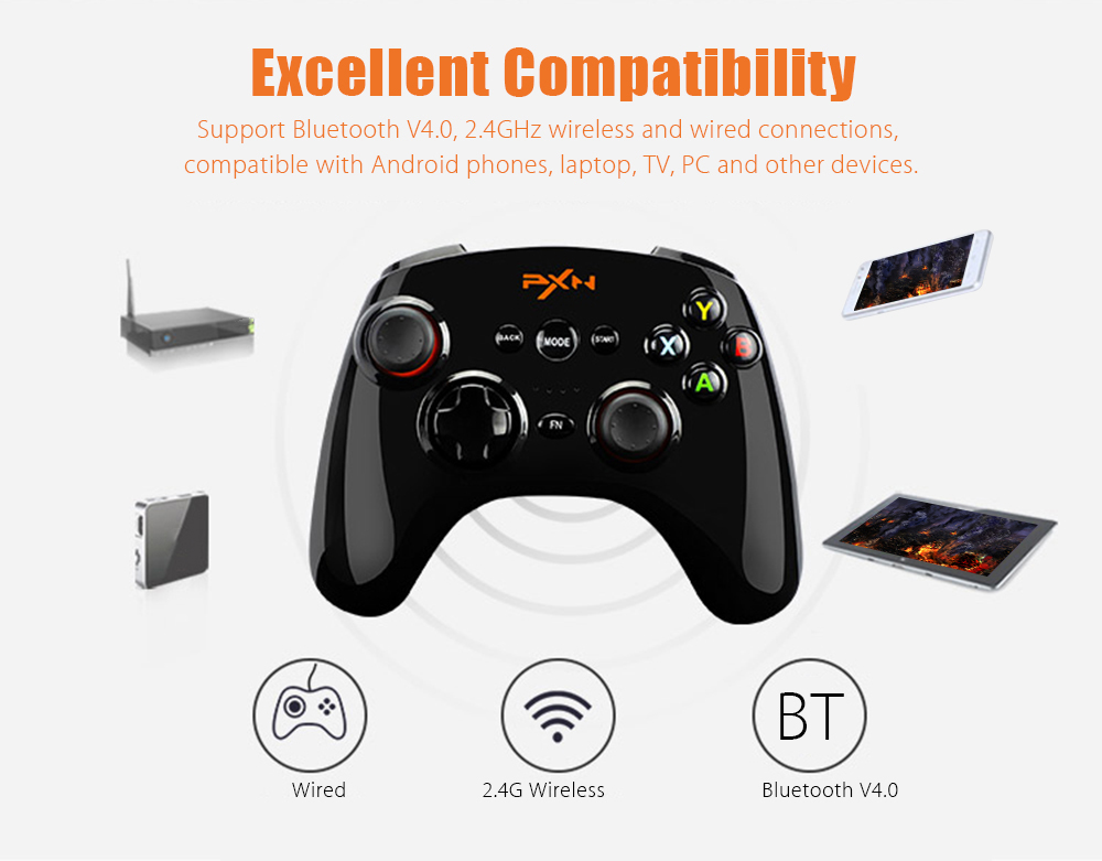 PXN 9608 2.4GHz Wireless Bluetooth V4.0 Removable Shell Joystick for Android Phone with Cover