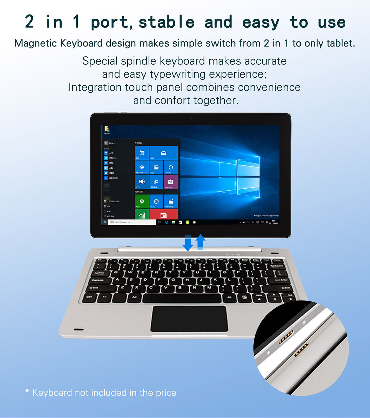 Jumper EZpad 6 11.6 inch 2 in 1 Tablet PC Windows 10 OS Intel Cherry Trail Z8350 Quad Core 1.44GHz FHD IPS Screen 4GB RAM 64GB ROM OTG HDMI