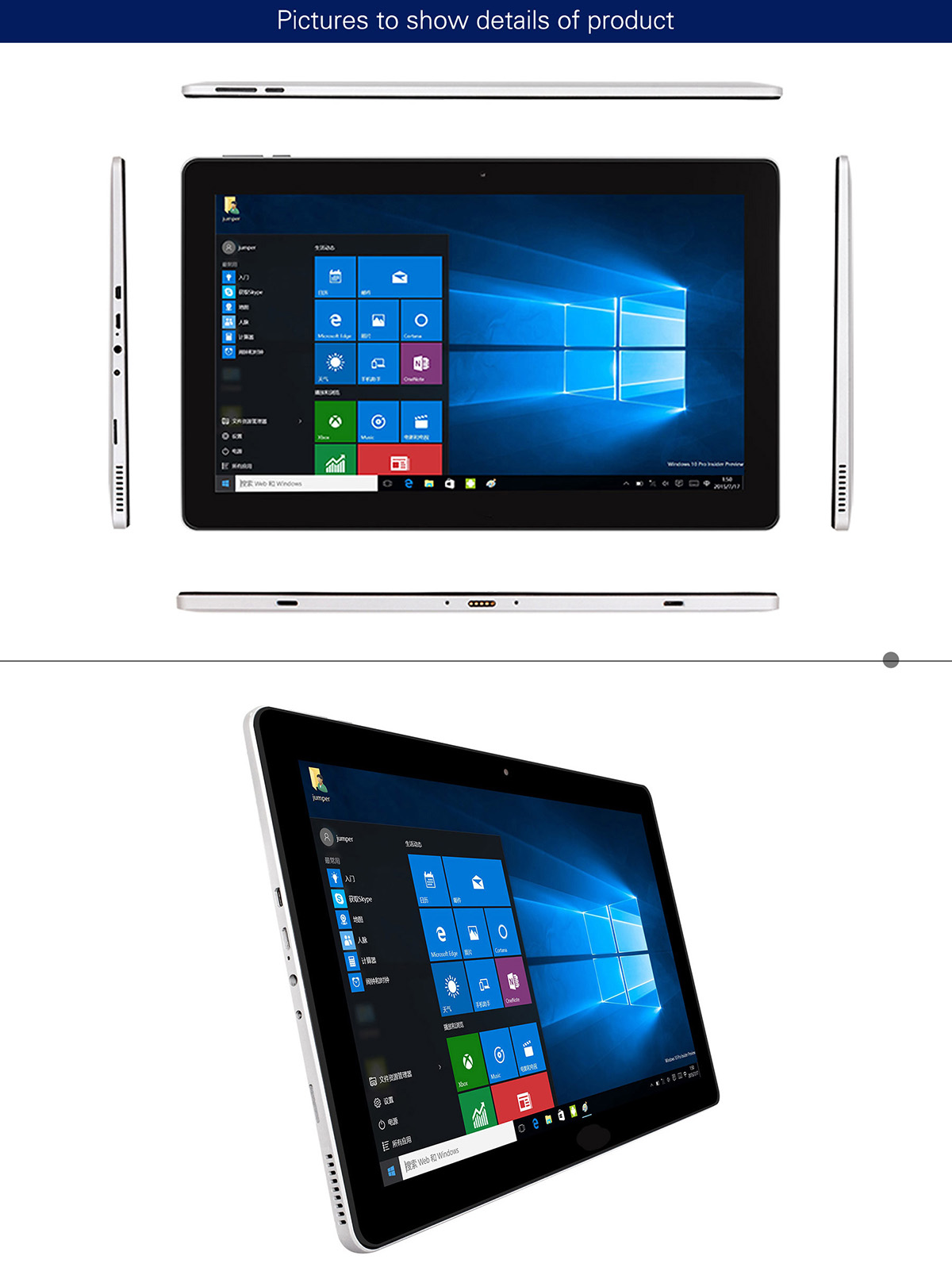 Jumper EZpad 6 11.6 inch 2 in 1 Tablet PC Windows 10 OS Intel Cherry Trail Z8350 Quad Core 1.44GHz FHD IPS Screen 4GB RAM 64GB ROM OTG HDMI