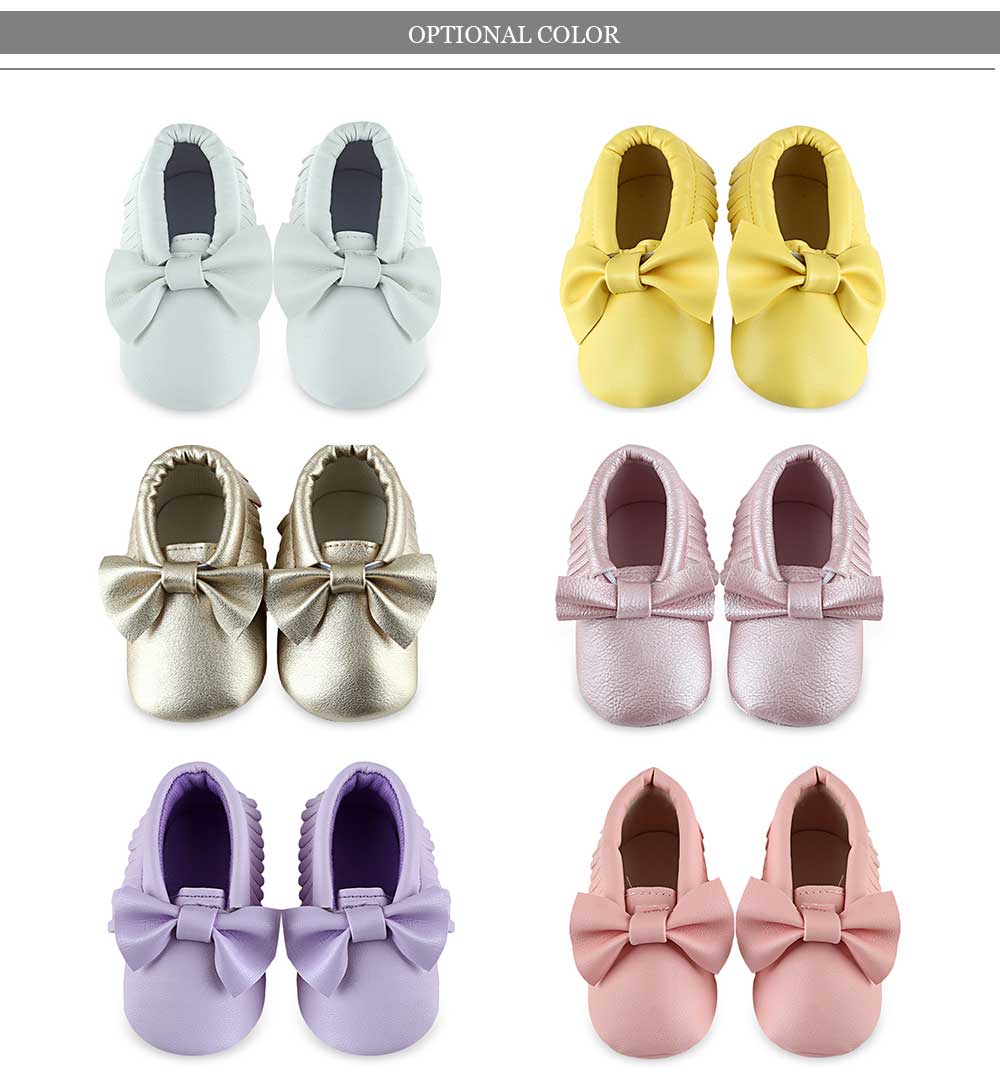 Sweet Bowknot Design Tassel Decoration Baby Girls Walking Shoes