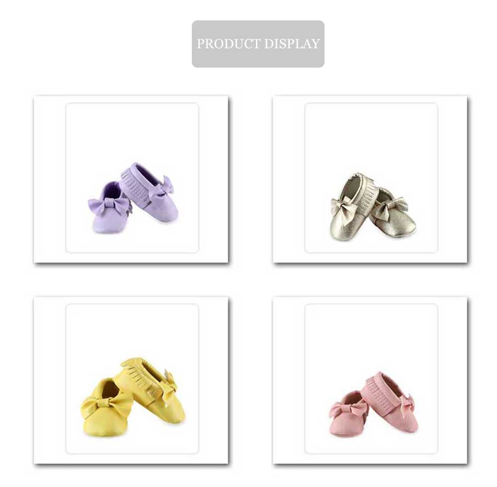 Sweet Bowknot Design Tassel Decoration Baby Girls Walking Shoes