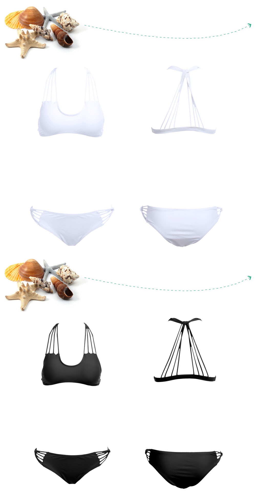 Separated Unique Backless Sexy Bikini Swimwear Set Suit