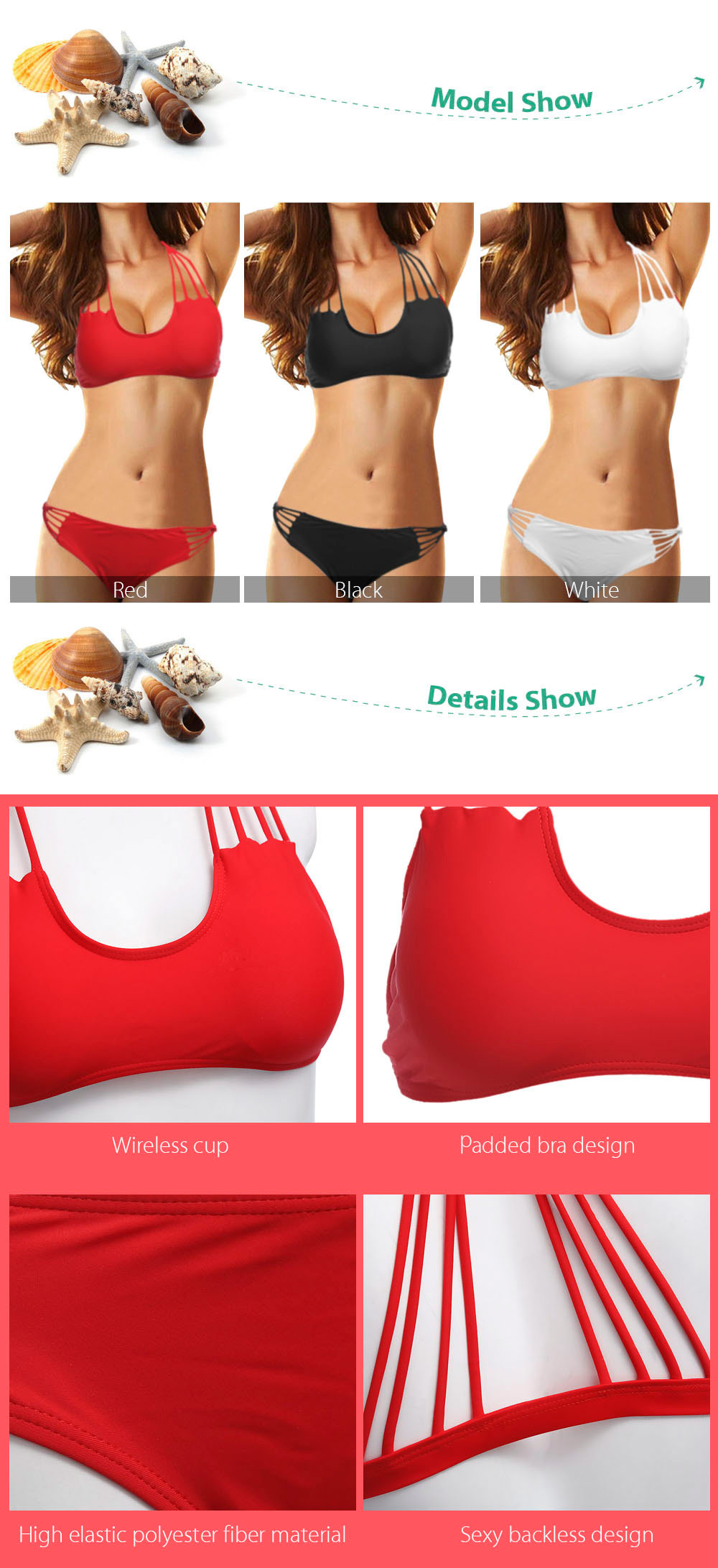 Separated Unique Backless Sexy Bikini Swimwear Set Suit