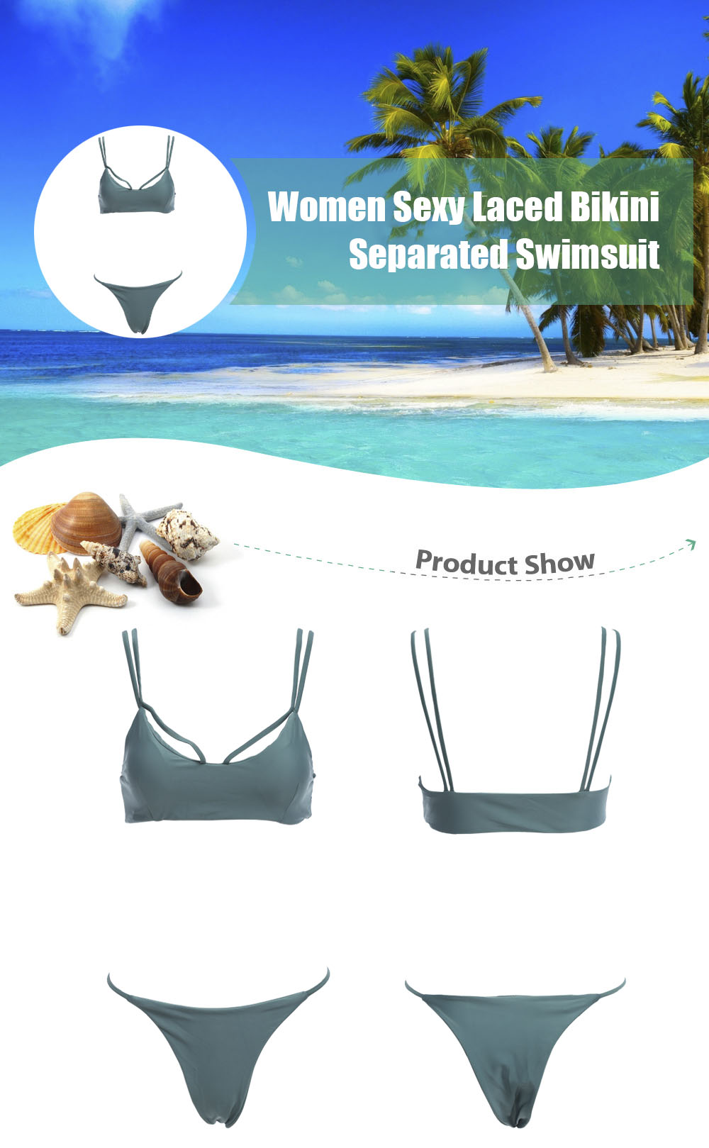 Women Sexy Bikini Separated Swimsuit Set Beach Swimwear