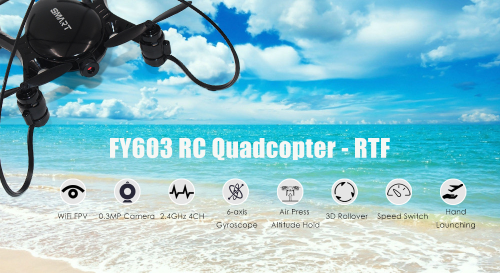 FY603 Mini RC Drone RTF WiFi FPV 0.3MP Camera 2.4GHz 4CH 6-axis Gyro Air Press Altitude Hold Hand Launching
