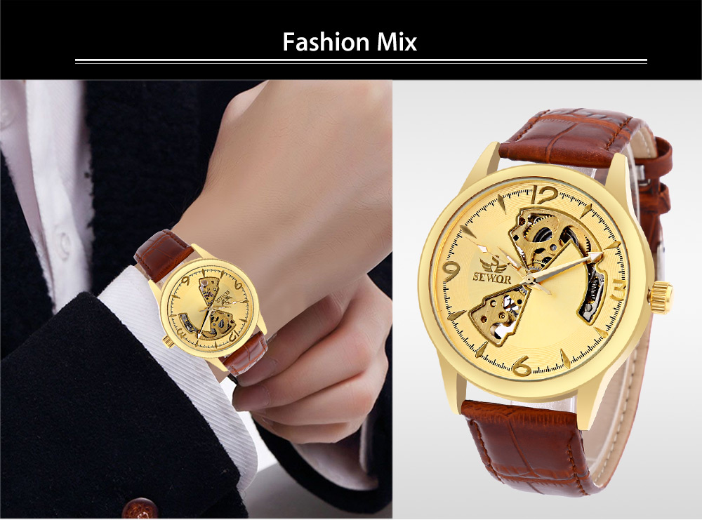 SEWOR SW031 Mechanical Hollow Dial Male Watch Leather Band Luminous Wristwatch SEWOR SW031 Mechanical Hollow Dial Male Watch Leather Band Luminous Wristwatch