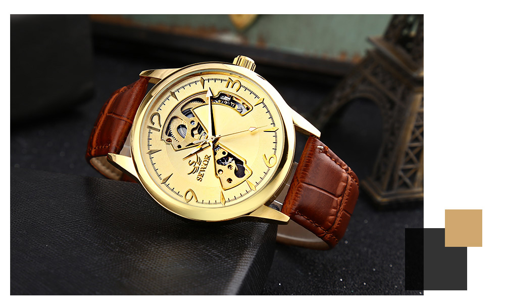 SEWOR SW031 Mechanical Hollow Dial Male Watch Leather Band Luminous Wristwatch SEWOR SW031 Mechanical Hollow Dial Male Watch Leather Band Luminous Wristwatch