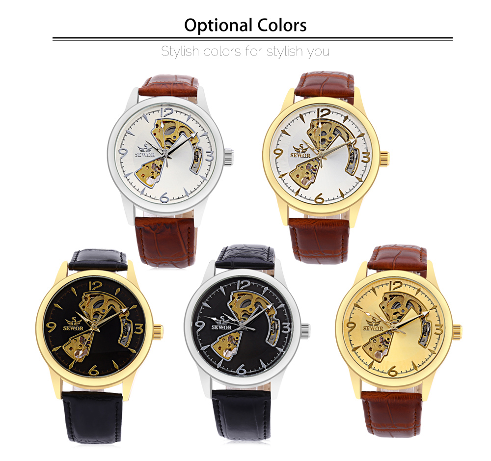 SEWOR SW031 Mechanical Hollow Dial Male Watch Leather Band Luminous Wristwatch SEWOR SW031 Mechanical Hollow Dial Male Watch Leather Band Luminous Wristwatch