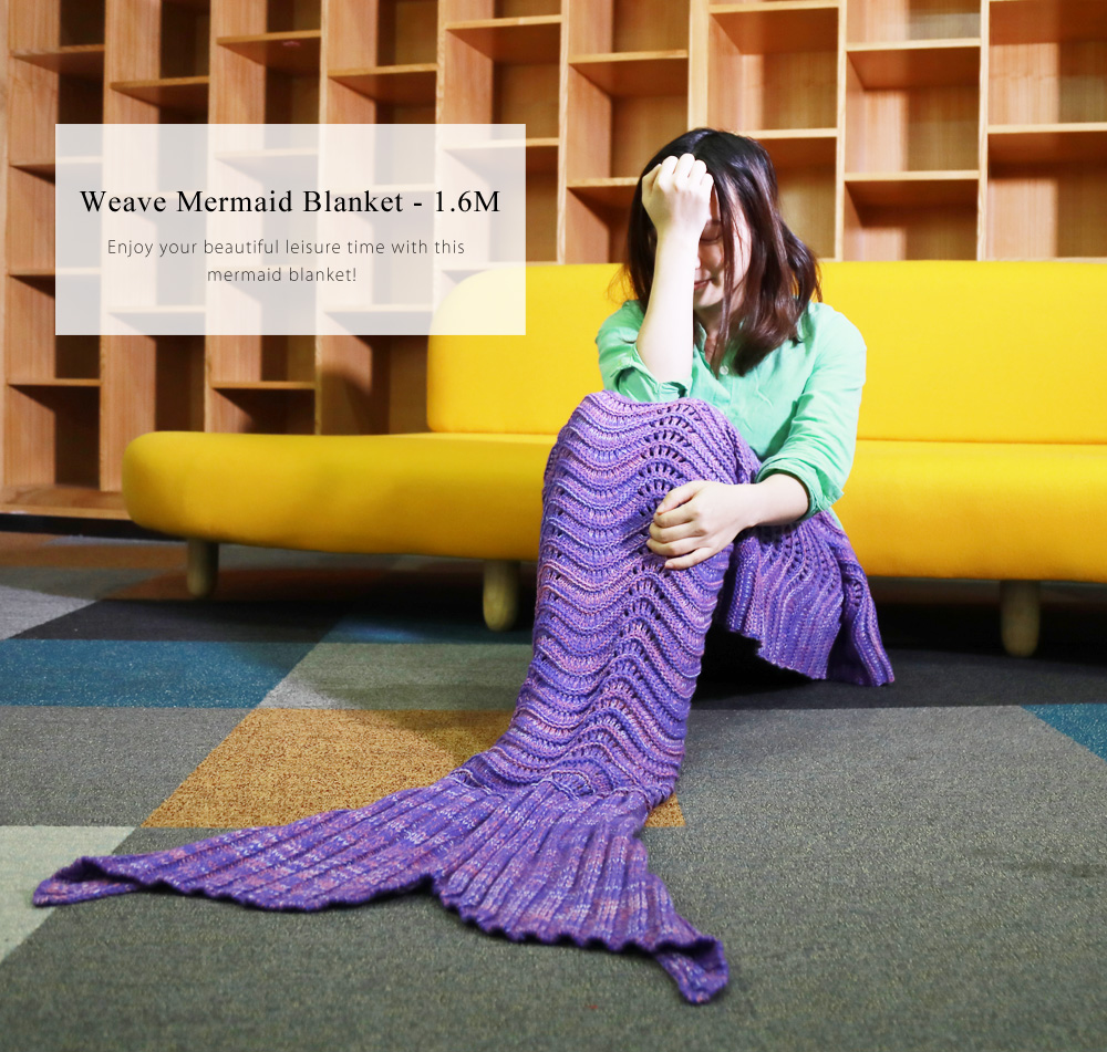 Weave Mermaid Blanket Fish Shape Sleeping Sofa Bed Air Conditioning Rug - 1.6M