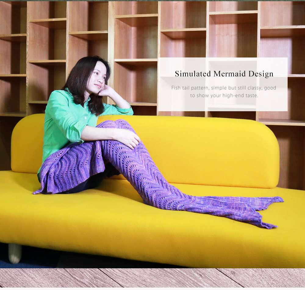 Weave Mermaid Blanket Fish Shape Sleeping Sofa Bed Air Conditioning Rug - 1.6M