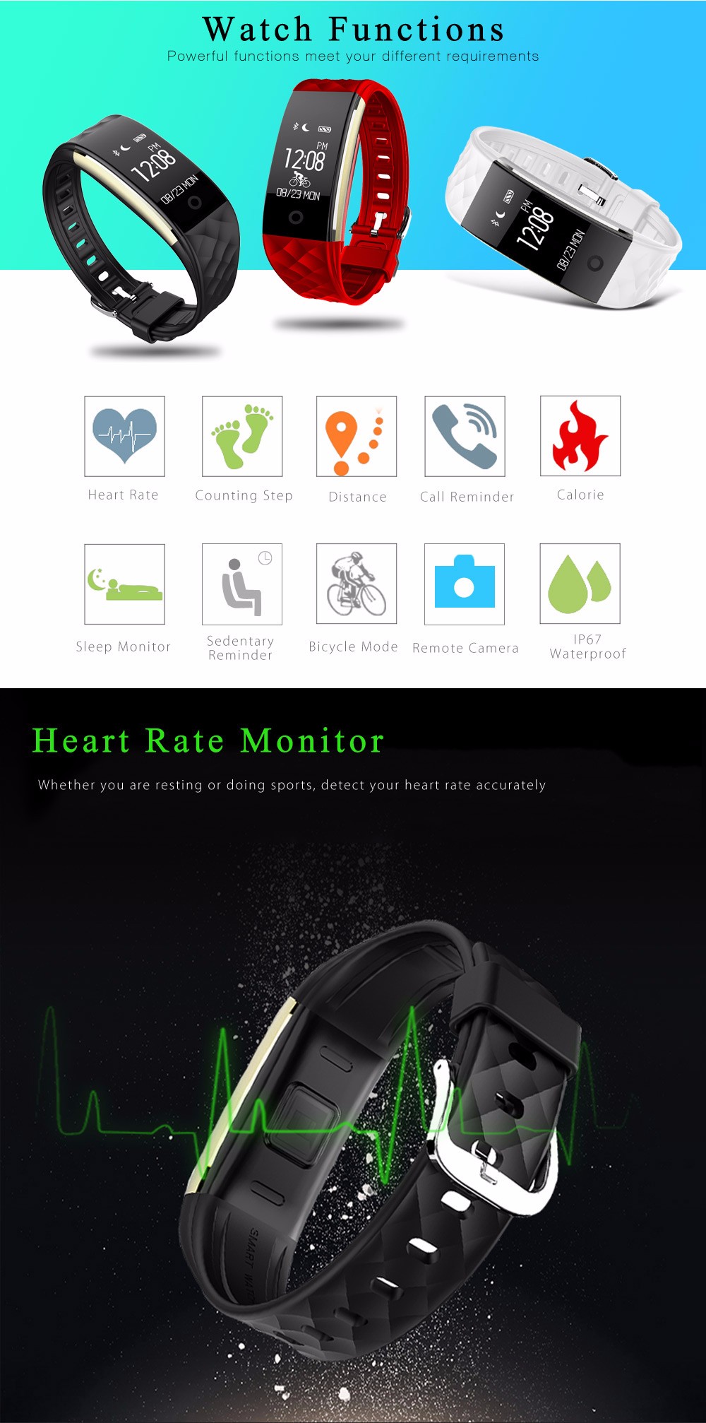 S2 Smart Bracelet Heart Rate Monitor Notification GPS Sport Tracker Watch S2 Smart Bracelet Heart Rate Monitor Notification GPS Sport Tracker Watch