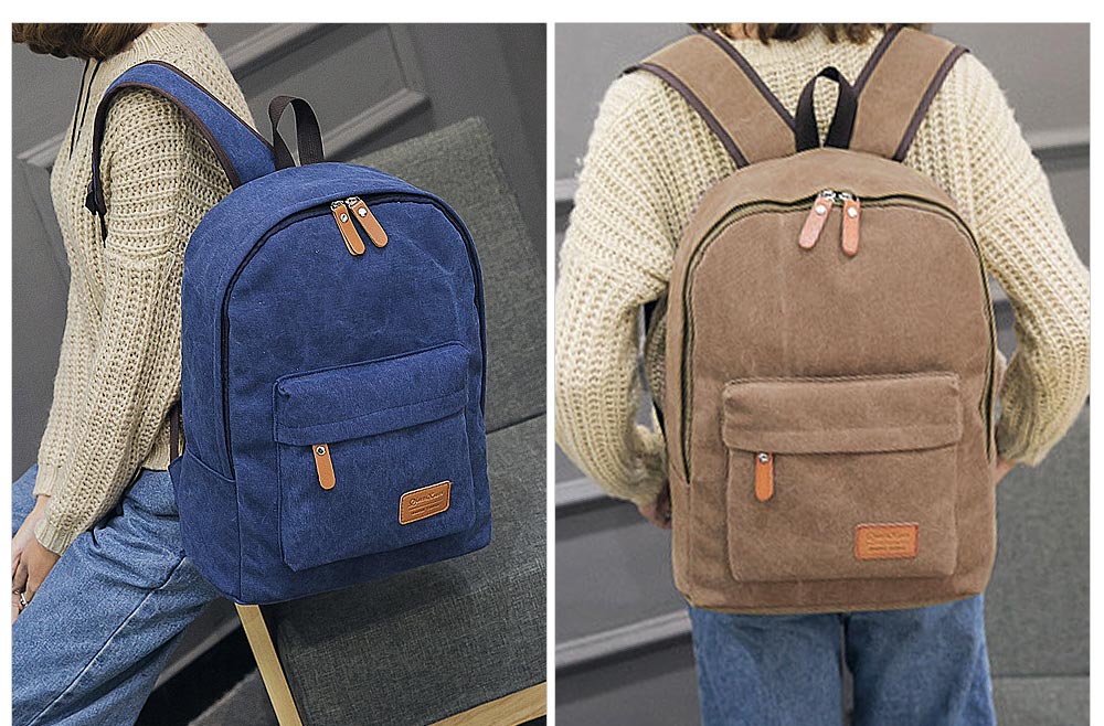 Casual Pocket Decoration Canvas Travel Shopping Portable Bag Handbag Tote School Backpack