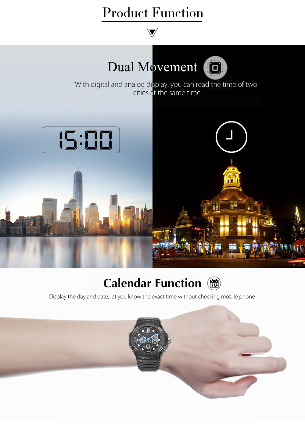 ALIKE AK16121 Dual Quartz Digital Men Watch LED Stopwatch 5ATM Sport Wristwatch ALIKE AK16121 Dual Quartz Digital Men Watch LED Stopwatch 5ATM Sport Wristwatch