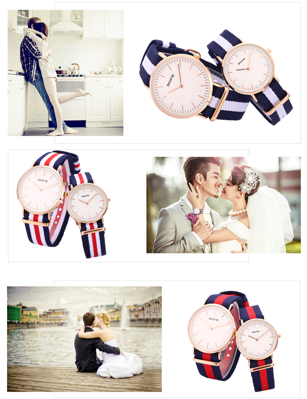 SKONE 6165 Couple Quartz Watch Concise Style Nylon Band Japan Movt Wristwatch SKONE 6165 Couple Quartz Watch Concise Style Nylon Band Japan Movt Wristwatch
