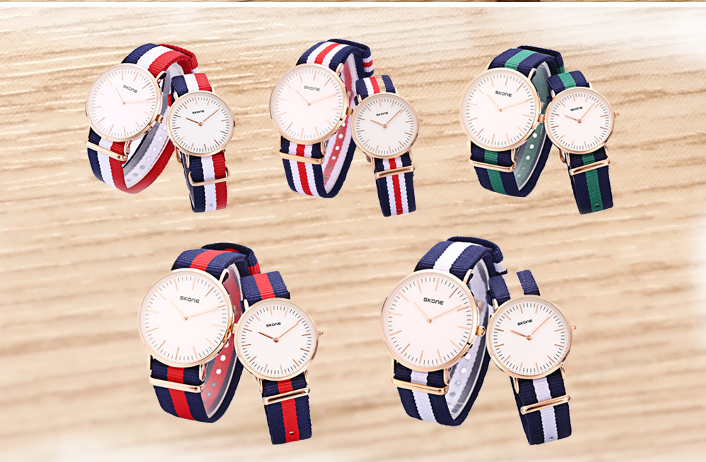 SKONE 6165 Couple Quartz Watch Concise Style Nylon Band Japan Movt Wristwatch SKONE 6165 Couple Quartz Watch Concise Style Nylon Band Japan Movt Wristwatch
