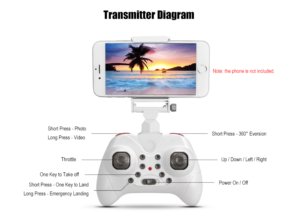 Z201YS Mini Foldable RC Drone RTF WiFi FPV / 0.3MP Camera / 2.4GHz 4CH 6-axis Gyro / Air Press Altitude Hold / Headless Mode