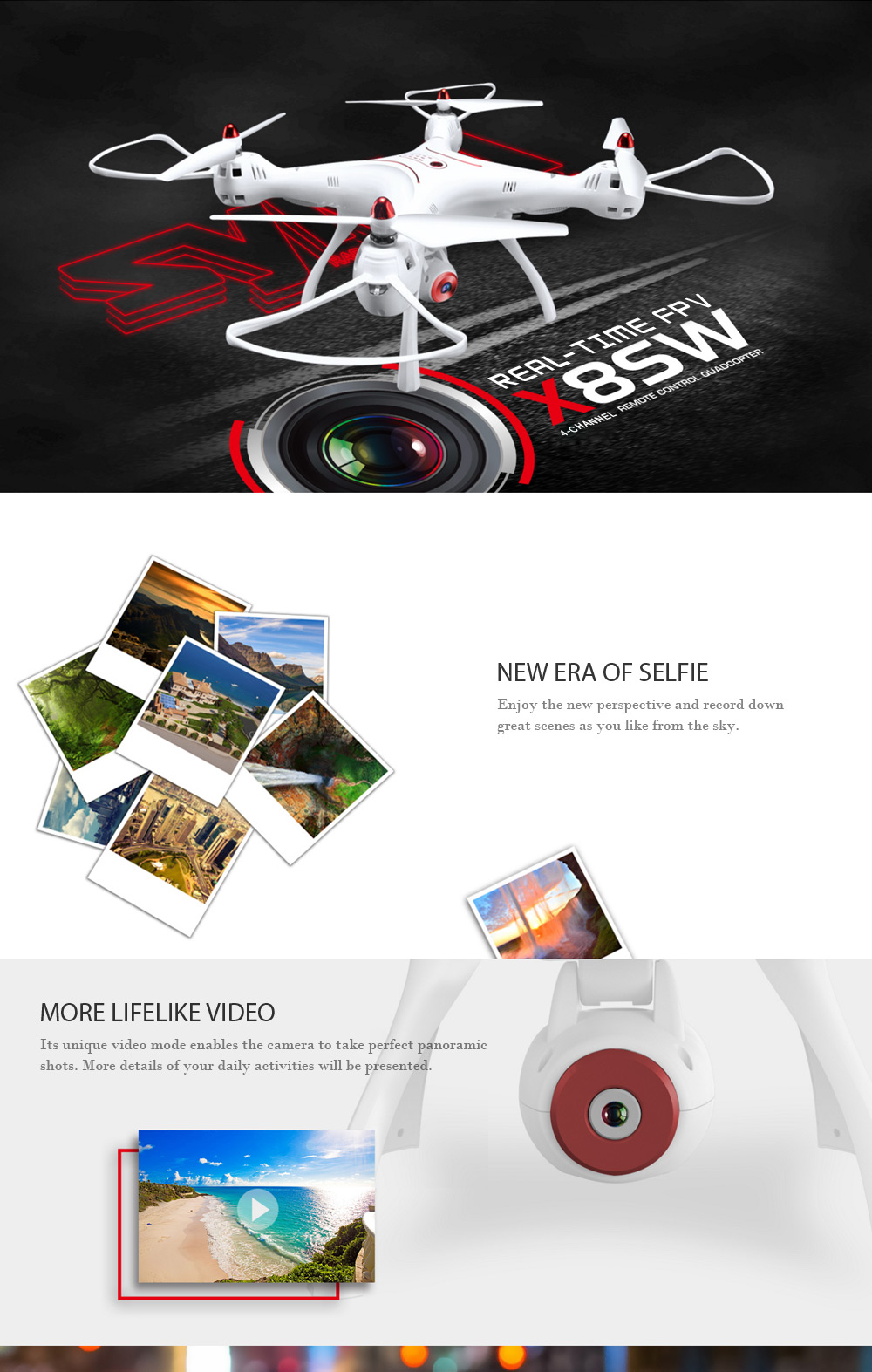 Syma X8SW RC Drone RTF WiFi FPV 0.3MP Camera / 2.4GHz 4CH 6-axis Gyro / Air Press Altitude Hold Syma X8SW RC Drone RTF WiFi FPV 0.3MP Camera / 2.4GHz 4CH 6-axis Gyro / Air Press Altitude Hold