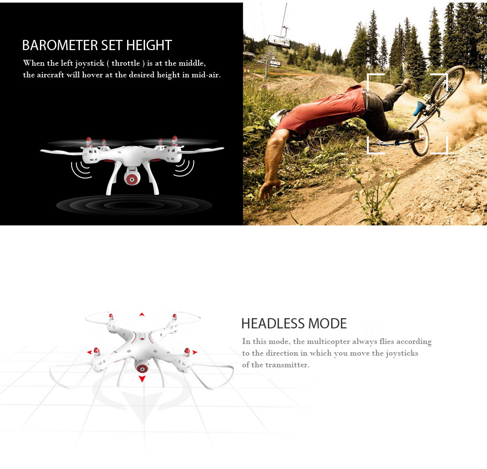 Syma X8SW RC Drone RTF WiFi FPV 0.3MP Camera / 2.4GHz 4CH 6-axis Gyro / Air Press Altitude Hold Syma X8SW RC Drone RTF WiFi FPV 0.3MP Camera / 2.4GHz 4CH 6-axis Gyro / Air Press Altitude Hold