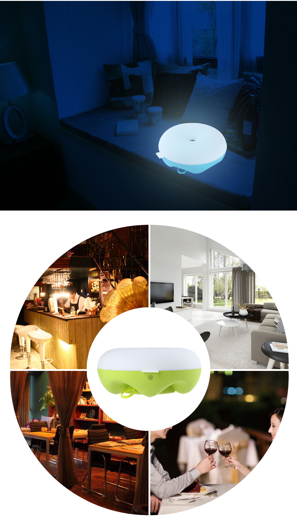 DC 5V Q5 Intelligent Motion Sensor LED Night Light Round Dimming Bedside Lamp