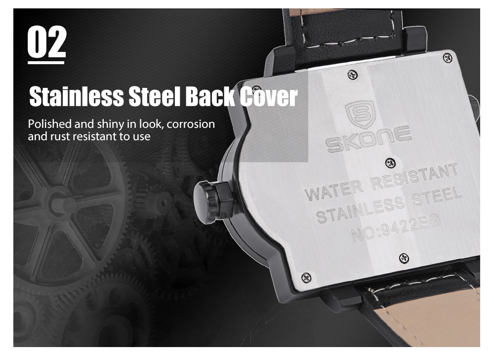 SKONE 9422EG Men Three Quartz Movt Watch Date Day Display Leather Band 3ATM Wristwatch SKONE 9422EG Men Three Quartz Movt Watch Date Day Display Leather Band 3ATM Wristwatch