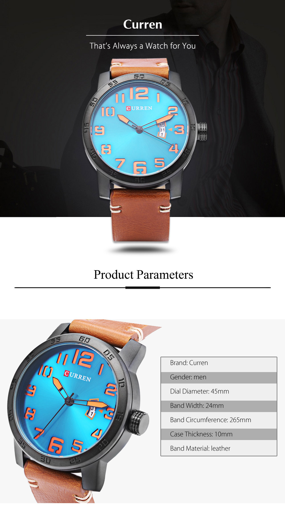 Curren 8254 Male Quartz Watch Calendar Leather Band Men Wristwatch Curren 8254 Male Quartz Watch Calendar Leather Band Men Wristwatch