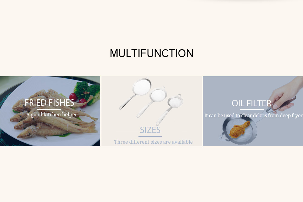 3pcs Stainless Steel Mesh Oil Filter Grease Fishing Spoon Kitchen Tool 3pcs Stainless Steel Mesh Oil Filter Grease Fishing Spoon Kitchen Tool