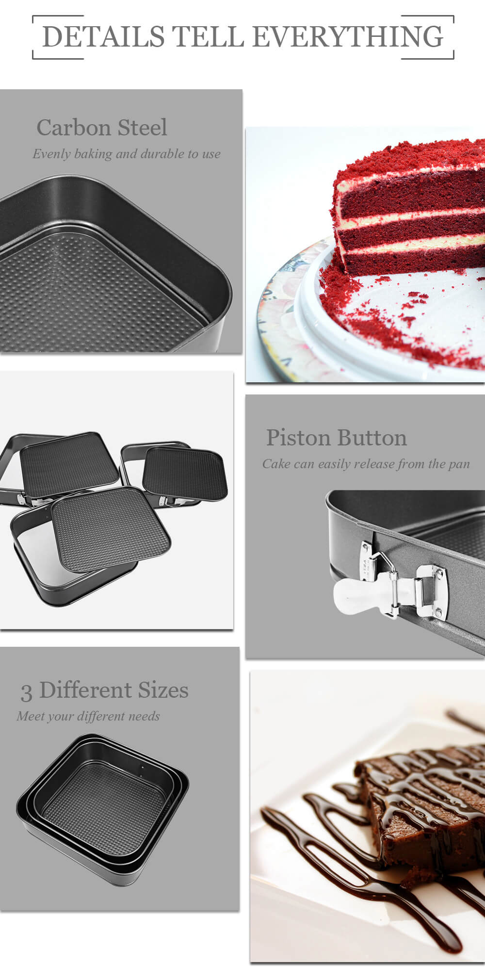 3pcs Non-stick Rectangular Carbon Steel Cookies Cake Pan 3pcs Non-stick Rectangular Carbon Steel Cookies Cake Pan