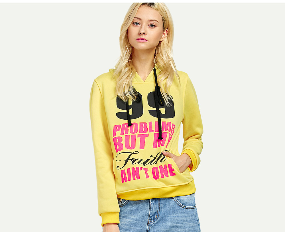 Casual Hooded Long Sleeve Drawstring Letter Print Women Hoodie Casual Hooded Long Sleeve Drawstring Letter Print Women Hoodie