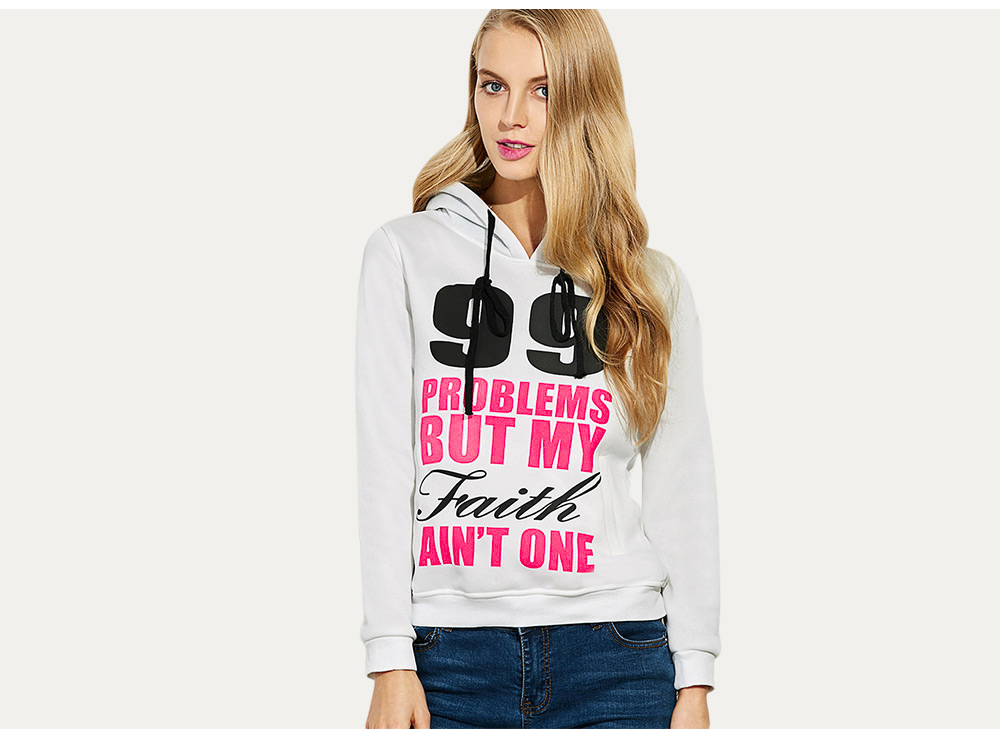 Casual Hooded Long Sleeve Drawstring Letter Print Women Hoodie Casual Hooded Long Sleeve Drawstring Letter Print Women Hoodie