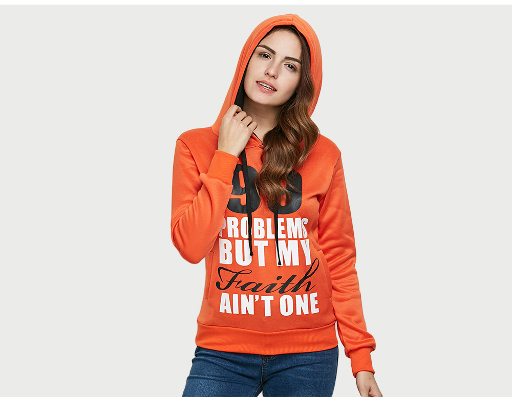 Casual Hooded Long Sleeve Drawstring Letter Print Women Hoodie Casual Hooded Long Sleeve Drawstring Letter Print Women Hoodie