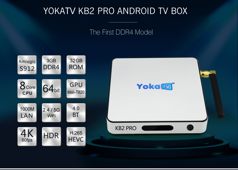 YOKATV KB2 PRO Android 6.0 Octa Core TV Box Amlogic S912 Support for KODI 17.0 Bluetooth 4.0 Streaming Media Player YOKATV KB2 PRO Android 6.0 Octa Core TV Box Amlogic S912 Support for KODI 17.0 Bluetooth 4.0 Streaming Media Player