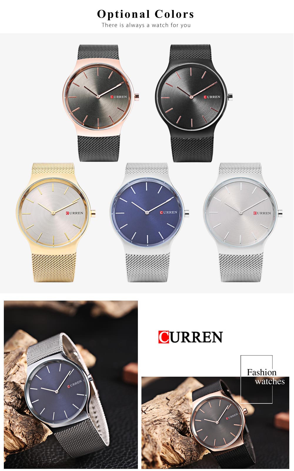 Curren 8256 Male Quartz Watch Simple Dial Stainless Steel Net Band Men Wristwatch Curren 8256 Male Quartz Watch Simple Dial Stainless Steel Net Band Men Wristwatch