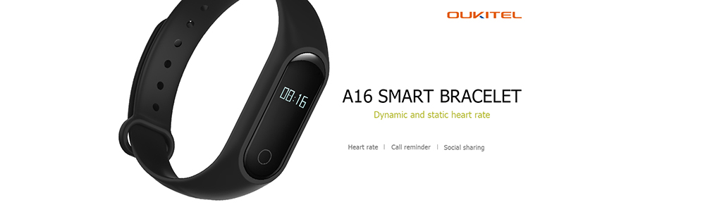 OUKITEL A16 Heart Rate Monitor Smart Bracelet Sleep Track Pedometer Wristband OUKITEL A16 Heart Rate Monitor Smart Bracelet Sleep Track Pedometer Wristband