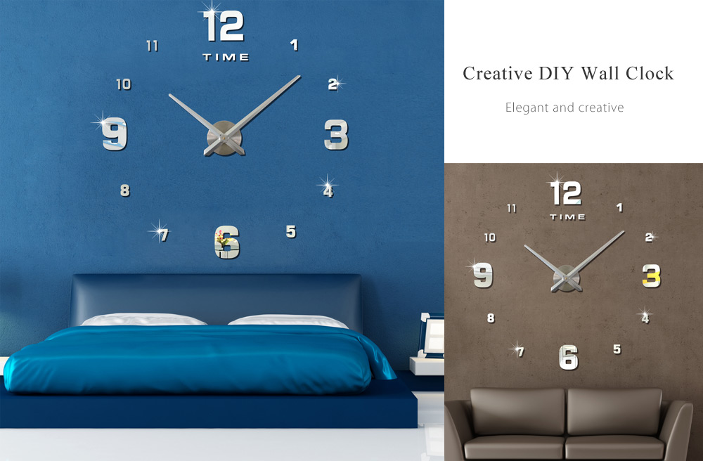M.Sparkling 3D Mirror Effect Stickers Frameless Number Figure DIY Wall Clock M.Sparkling 3D Mirror Effect Stickers Frameless Number Figure DIY Wall Clock