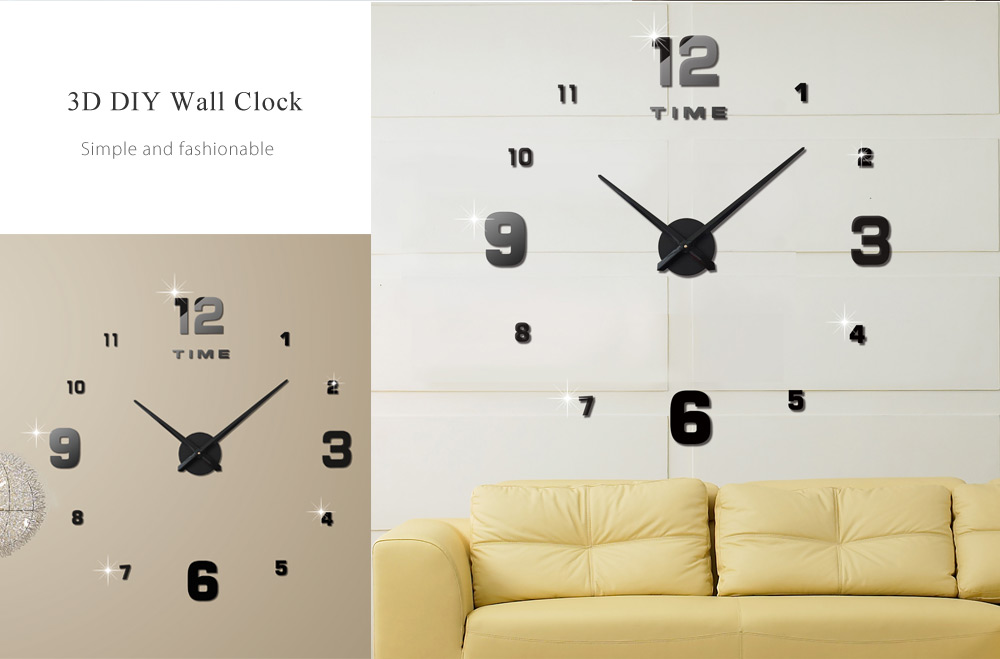 M.Sparkling 3D Mirror Effect Stickers Frameless Number Figure DIY Wall Clock M.Sparkling 3D Mirror Effect Stickers Frameless Number Figure DIY Wall Clock