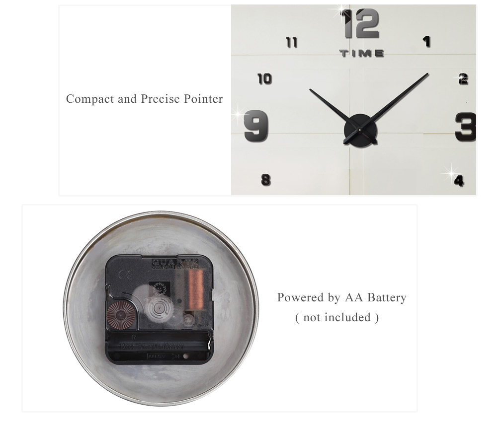 M.Sparkling 3D Mirror Effect Stickers Frameless Number Figure DIY Wall Clock M.Sparkling 3D Mirror Effect Stickers Frameless Number Figure DIY Wall Clock