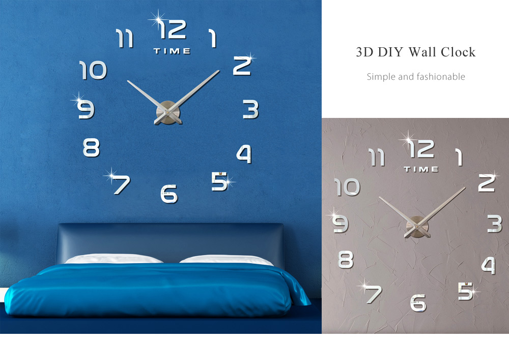 M.Sparkling 3D Mirror Effect Stickers Number Figure DIY Wall Clock M.Sparkling 3D Mirror Effect Stickers Number Figure DIY Wall Clock