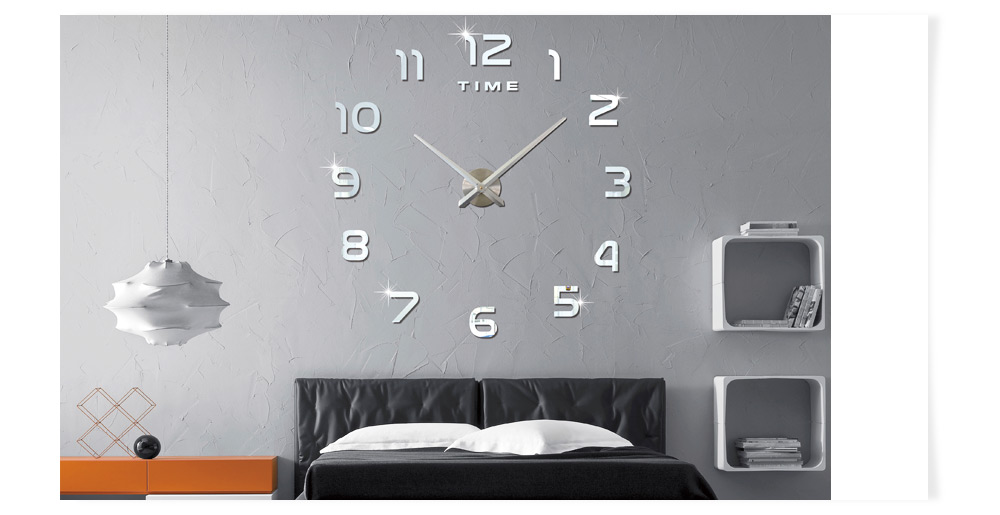 M.Sparkling 3D Mirror Effect Stickers Number Figure DIY Wall Clock