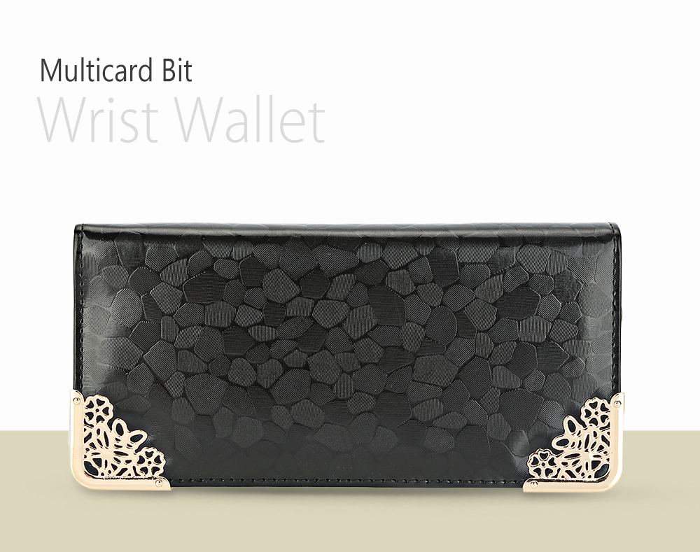 Women Elegant Stone Pattern Metal Floral Decoration Multicard Bit Wrist Wallet Clutch Card Holder Phone Pocket Women Elegant Stone Pattern Metal Floral Decoration Multicard Bit Wrist Wallet Clutch Card Holder Phone Pocket