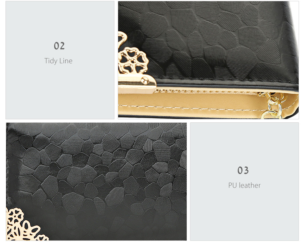 Women Elegant Stone Pattern Metal Floral Decoration Multicard Bit Wrist Wallet Clutch Card Holder Phone Pocket Women Elegant Stone Pattern Metal Floral Decoration Multicard Bit Wrist Wallet Clutch Card Holder Phone Pocket