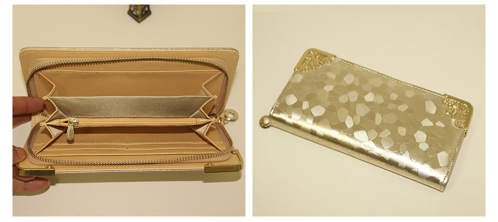 Women Elegant Stone Pattern Metal Floral Decoration Multicard Bit Wrist Wallet Clutch Card Holder Phone Pocket Women Elegant Stone Pattern Metal Floral Decoration Multicard Bit Wrist Wallet Clutch Card Holder Phone Pocket