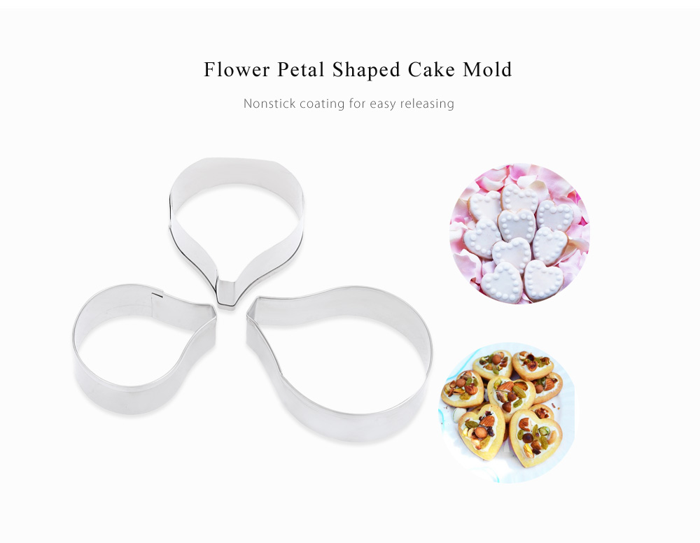 3pcs Flower Petal Stainless Steel Cookie Cake Cutter Baking Mold 3pcs Flower Petal Stainless Steel Cookie Cake Cutter Baking Mold