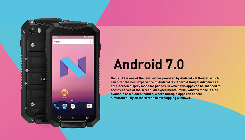 GEOTEL A1 3G Smartphone Android 7.0 4.5 inch MTK6580 1.3GHz Quad Core 1GB RAM 8GB ROM IP67 Waterproof Dustproof