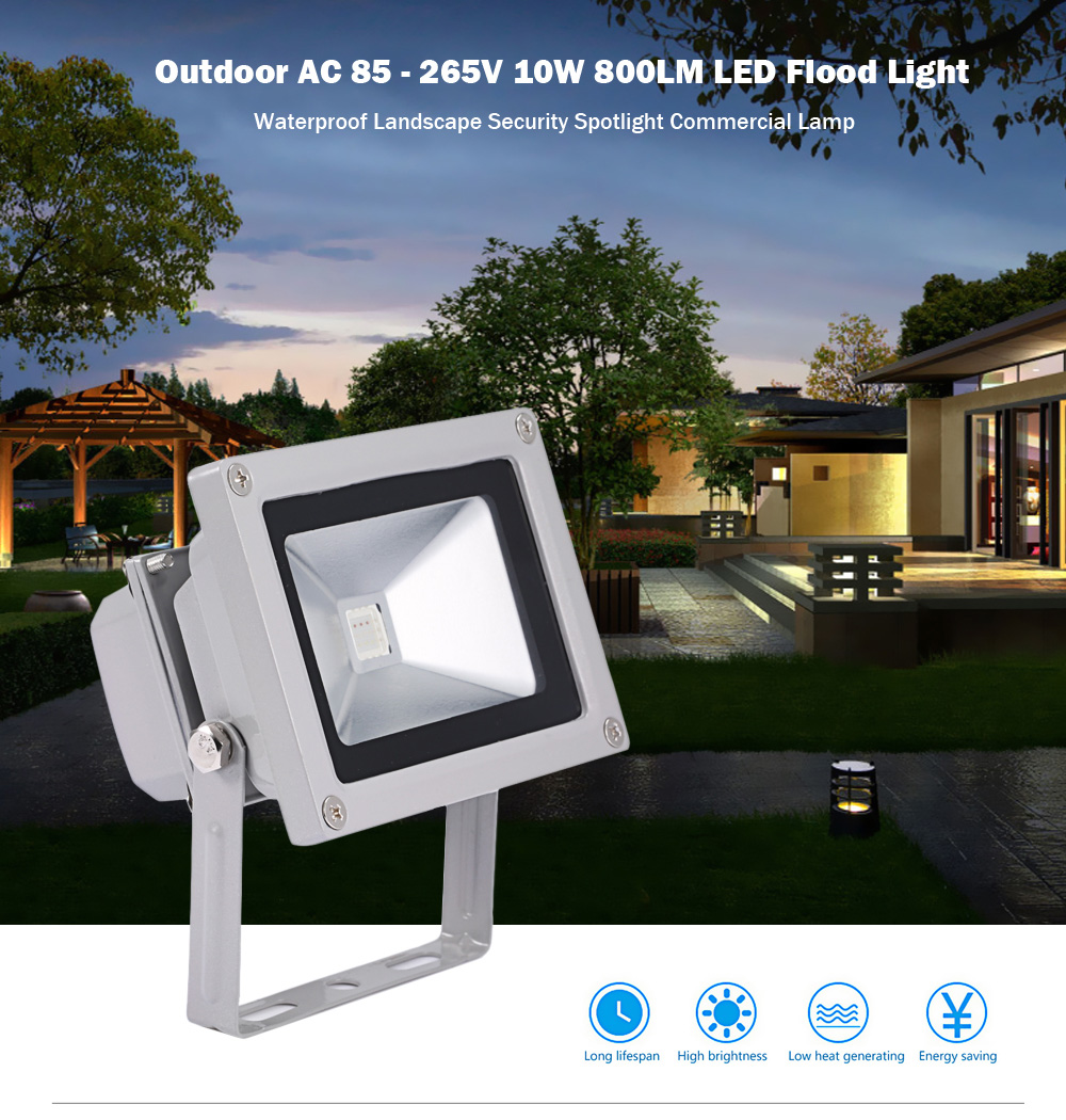 Outdoor AC 85 - 265V 10W 800LM LED Flood Light Waterproof Landscape Security Spotlight Commercial Lamp Outdoor AC 85 - 265V 10W 800LM LED Flood Light Waterproof Landscape Security Spotlight Commercial Lamp