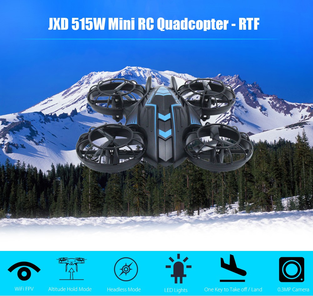 JXD 515W Mini RC Drone RTF WiFi FPV 0.3MP Camera / 2.4GHz 4CH 6-axis Gyro / Altitude Hold JXD 515W Mini RC Drone RTF WiFi FPV 0.3MP Camera / 2.4GHz 4CH 6-axis Gyro / Altitude Hold